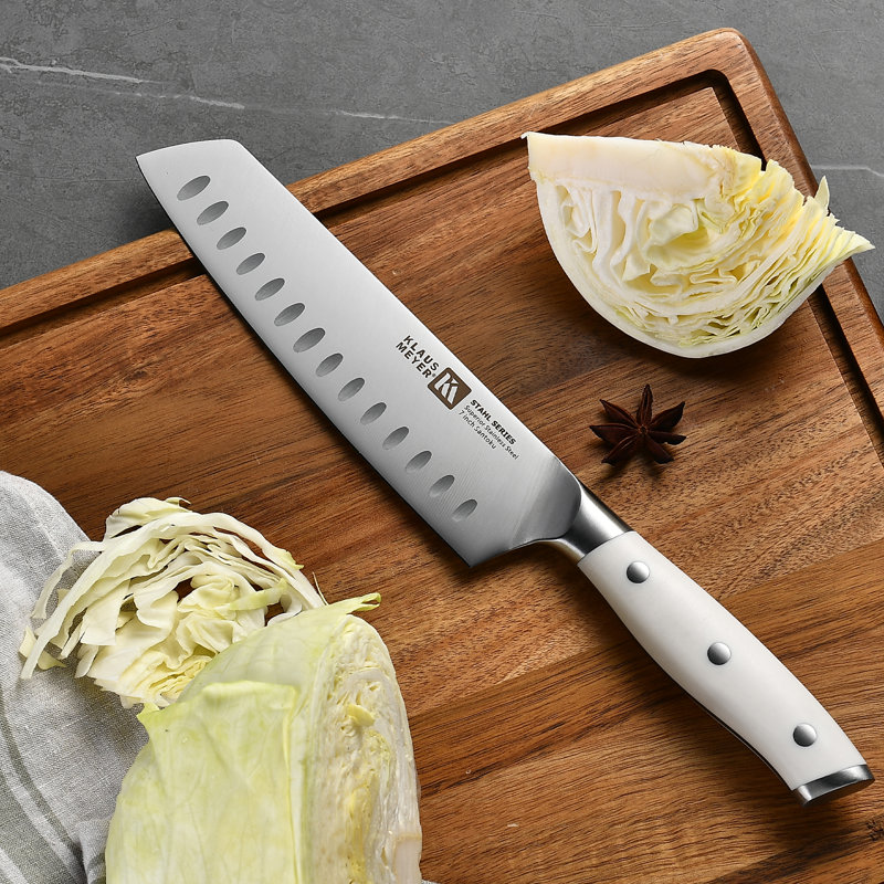 Couteau Santoku de 7 po Klaus Meyer Stahl (avec mise à la terre creuse)