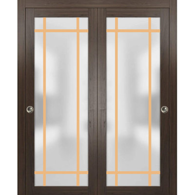 2113 Solid + Manufactured Wood Paneled without Installation Hardware Kit Sliding Closet Doors