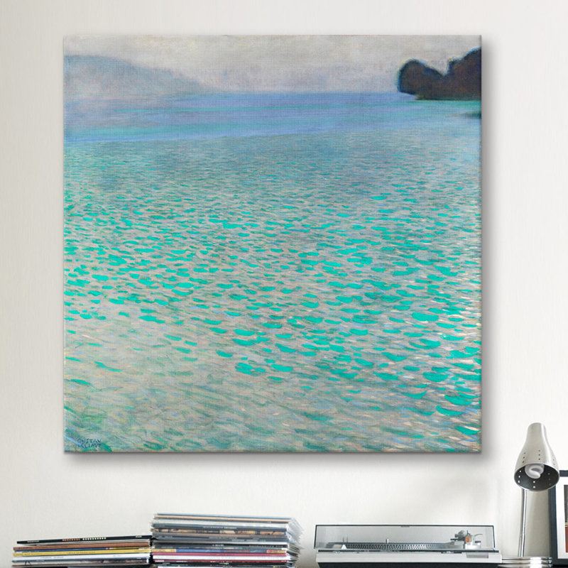 «Attersee (Lake Attersee)» par Gustav Klimt, reproduction sur toile tendue, H 37 po x l 37 po x P 1,5 po, Pas de tapis