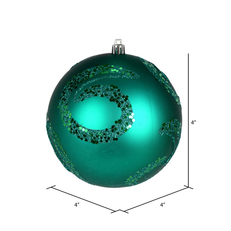 Ornement boule mat à paillettes, Bleu sarcelle, 6