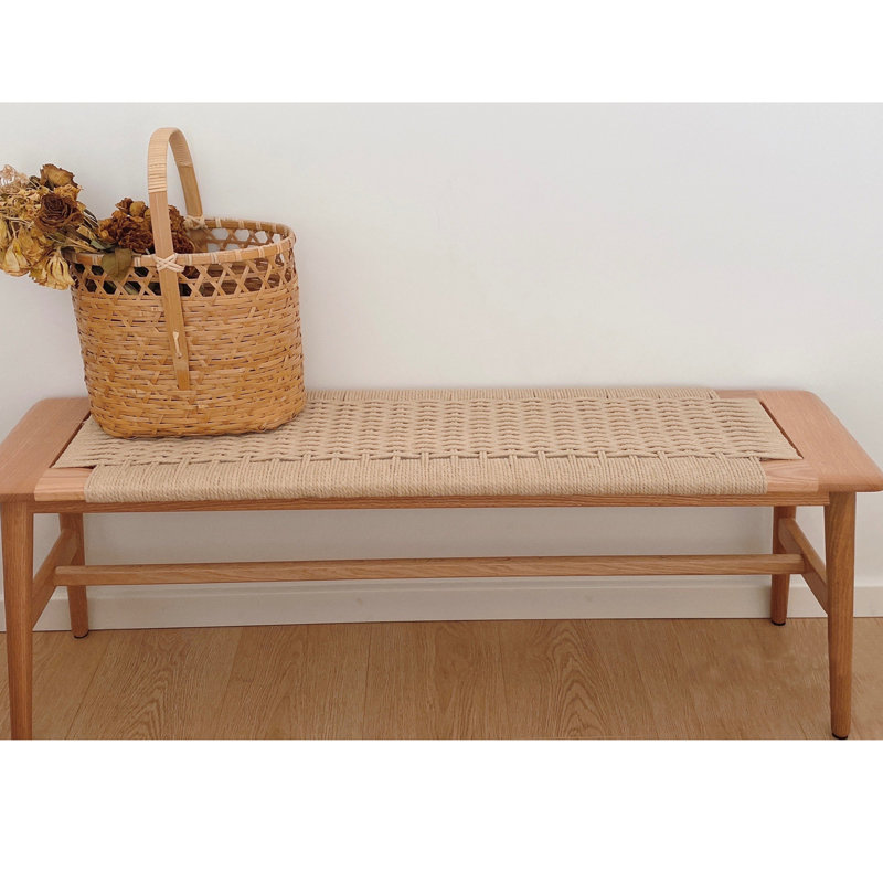 Hynda Solid Wood Bench, 15.98" H x 31.5" W x 11.82" D, Oak
