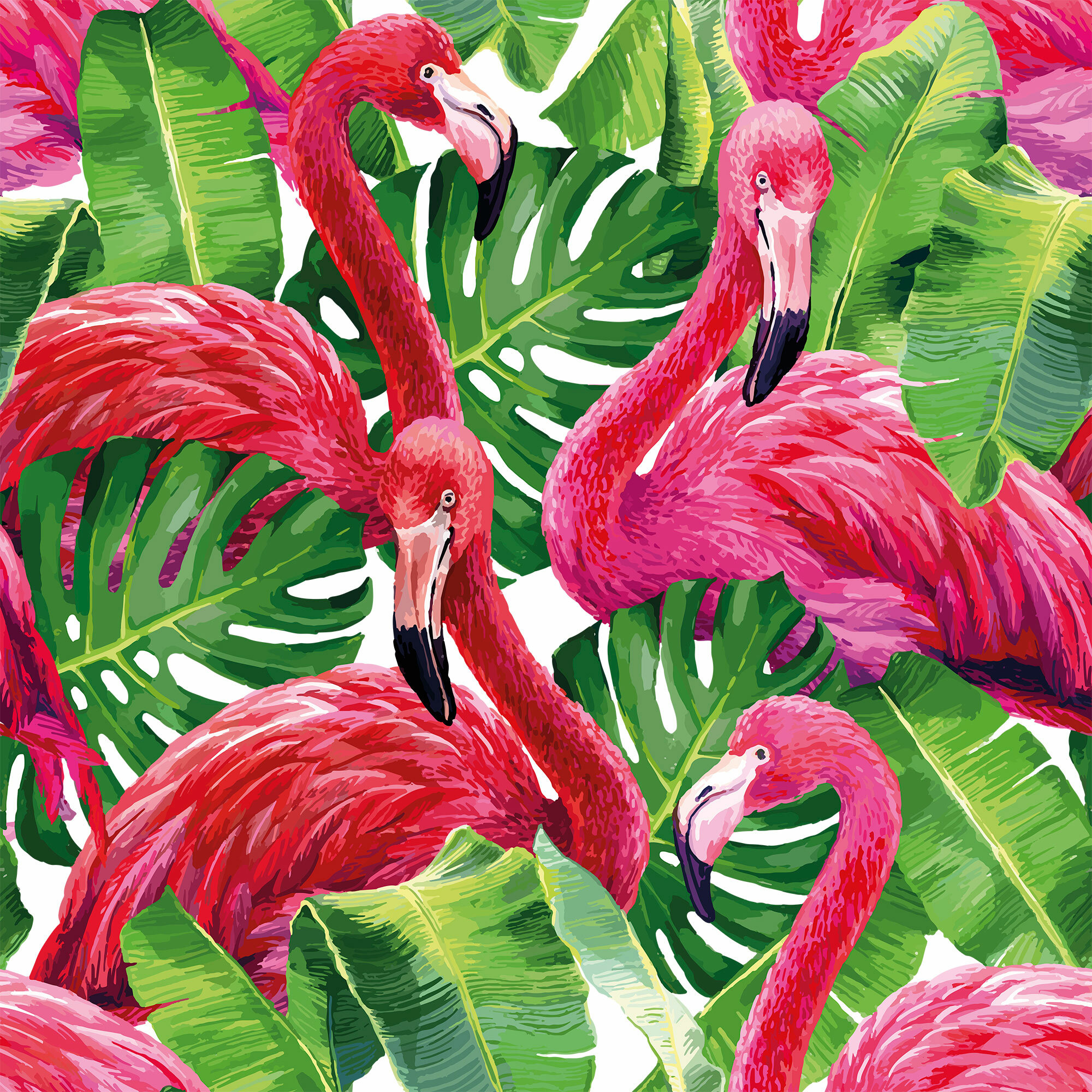 Flamingos with Peonies Peel and Stick Wallpaper  On Sale   32616665