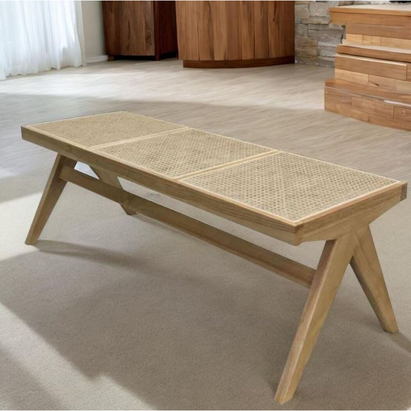 Banc en bois massif Glencairn, Naturel
