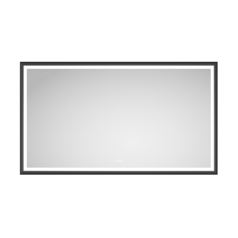  Miroir de salle de bain à DEL avec cadre en aluminium, miroir de meuble-lavabo mural, antibuée, mémoire, 3 couleurs, gradation continue