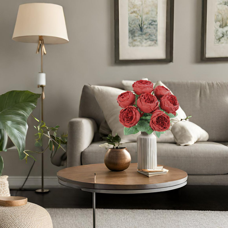 Buisson de roses en pleine floraison, Rouge