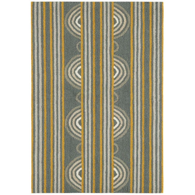 Button Grey Hand Micro Hooked Wool Rug