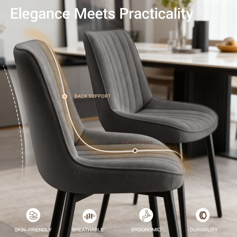 47.5cm H Upholstered Metal Upholstered Back Side Chair, Grey