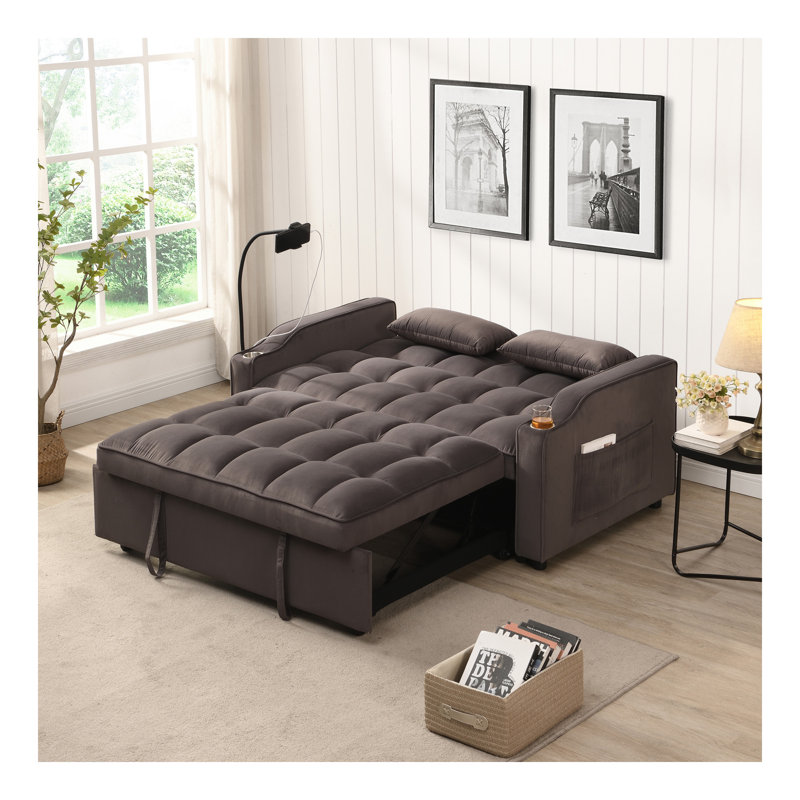 Canapé-lit avec couchette gris anthracite