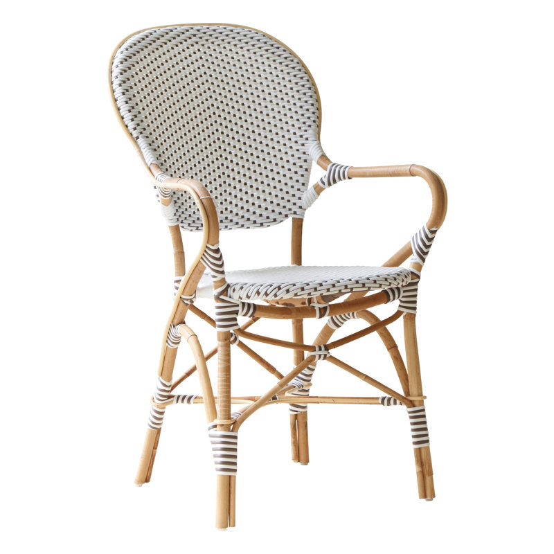 Fauteuil bistro Isabell, Blanc avec pois cappuccino
