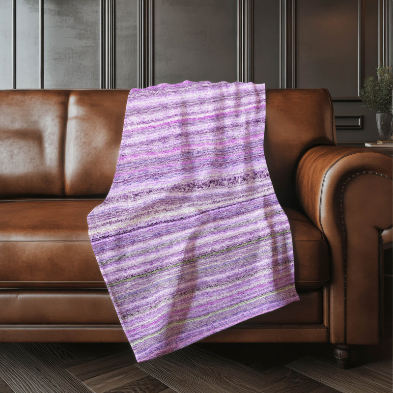 Jeté à rayures Addison Sherpa ASB598, Mauve
