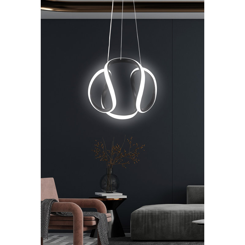 Modern Adjustable Chandelier, Black Aluminium Body, 9.8 x 9.8 x 15.7 inches | Height Adjustable 0-31.5 inches | LED Socket 24-36 Watts, Bright White Light (6500K) | Elegant Lighting Fixture for Home & Office Décor