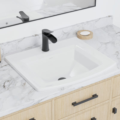 Karran Valera 23" Curved Rectangular Top Mount Vitreous China Bathroom Sink in White