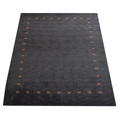 Anley Hand Knotted Loom Wool Eco-Friendly Area Rugs - Rectangle, Charcoal Color, Contemporary Modern Design, High Pile Thick Handmade Anti Skid Area Rugs for Living Room, Bed Room