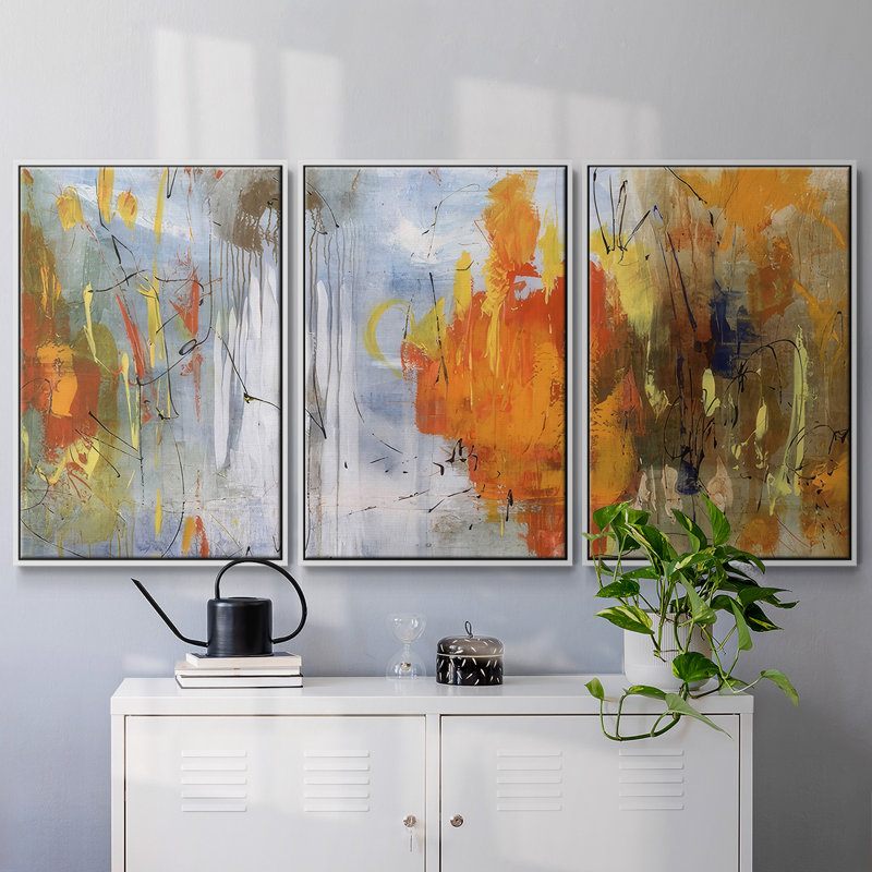 "Sundowners", impression sur toile 3 pièces, Cadre blanc, H 40 po x l 78 po