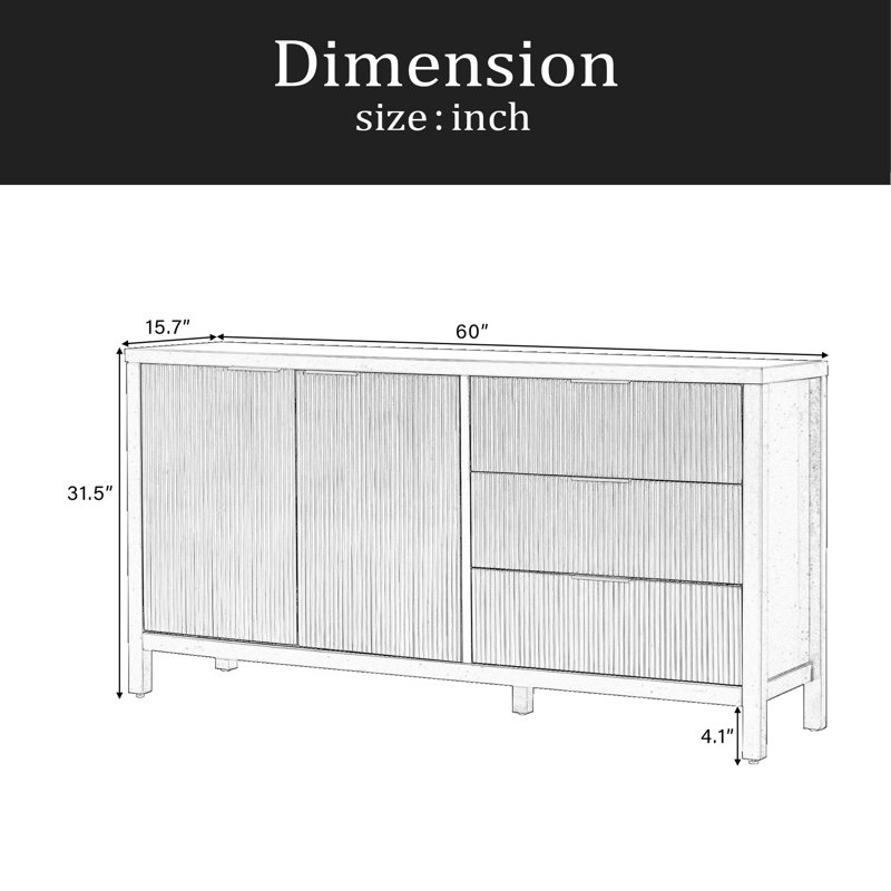 Buffet Minimalist Wave, Noir