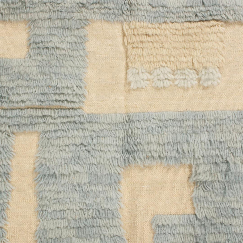 Rug & Kilim’S Scandinavian-Inspired Geometric Beige And Blue Wool Pile Rug, Rectangle 10' x 14'