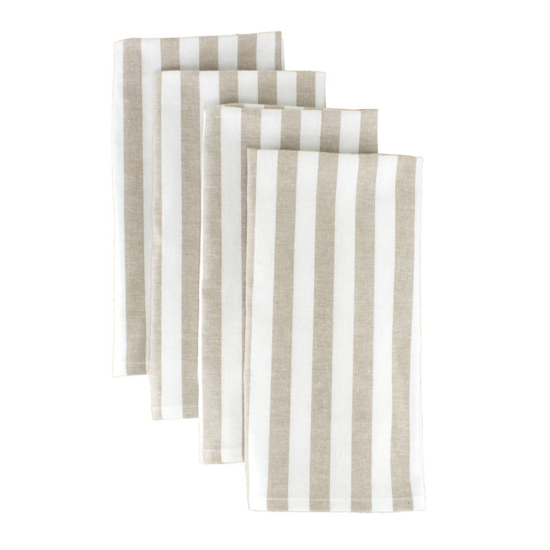 Ensemble de 4 serviettes de table en coton à rayures beige