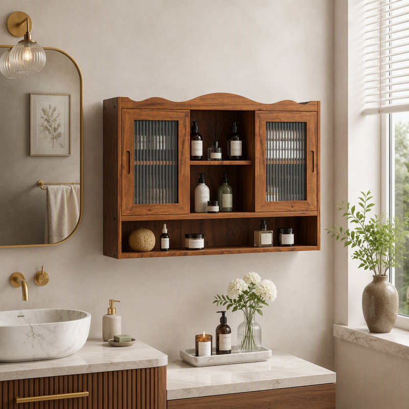 Armoire de rangement 35,4 "à 3 portes et 3 niveaux, Brun