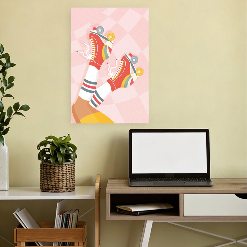 Retro Roller Skates Classic Colorful Playful Summer Wall Art Print by Dominique Vari - Wrapped Canvas Print
