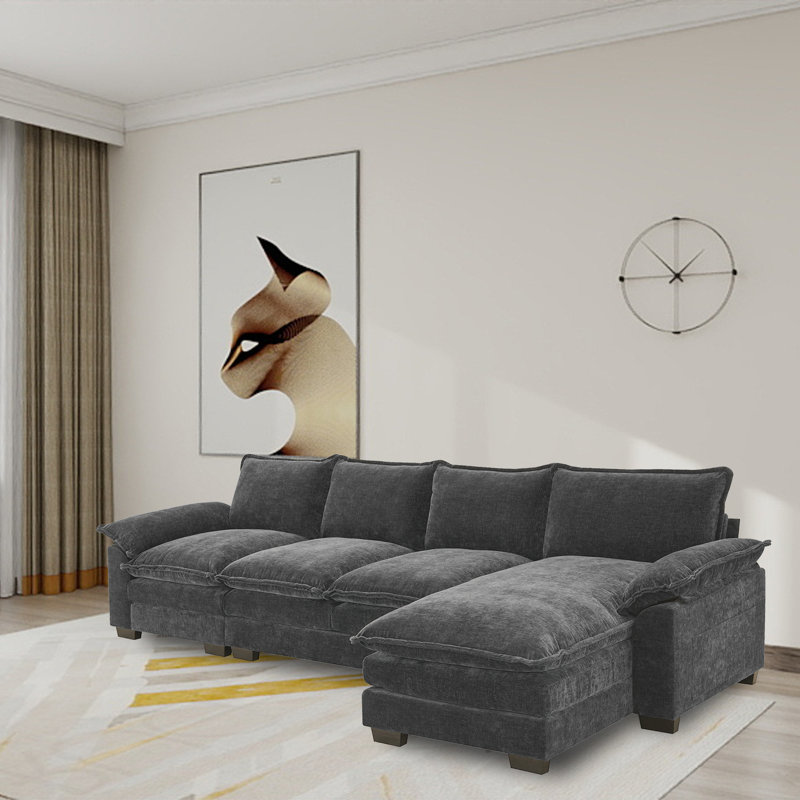  Canapé modulaire en chenille 3 pièces, Chenille grise