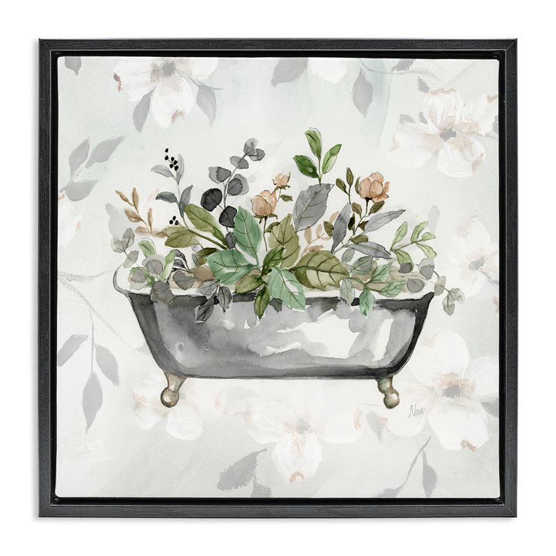 "Leaf Leaf Bathed", art mural sur toile flottante noire par Nan, Cadre flottant noir de jais, H 18 po x l 18 po