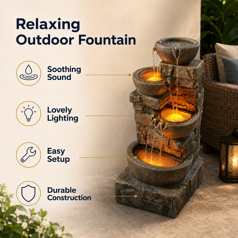 Fountains Weather Resistant Fountain, Brown
