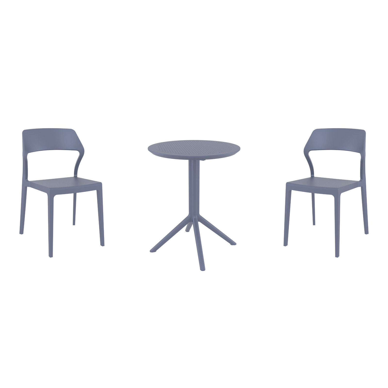 Farrah 24" Round 2 - Person Bistro Set with Armless Stacking Chairs, Dark Gray