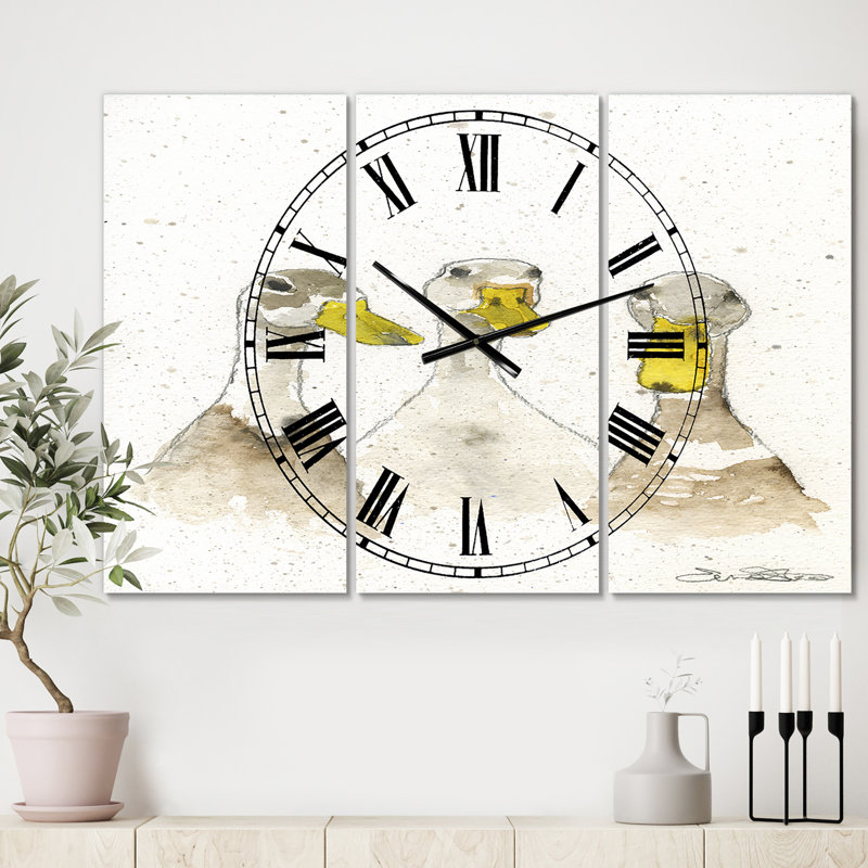 Horloge murale 3 panneaux Three Ducks - Large Farmhouse
