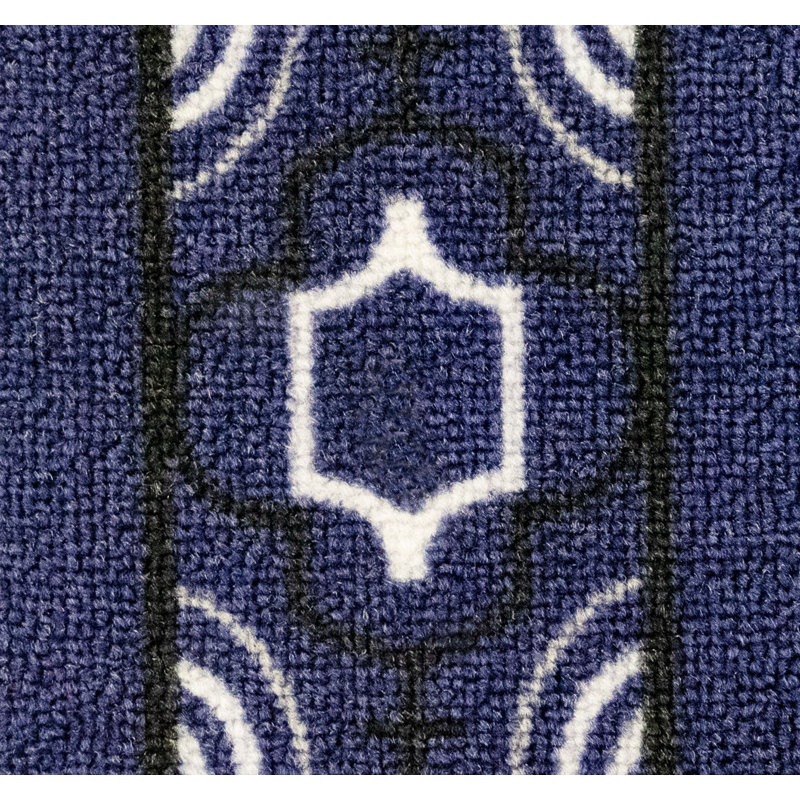 Tapis d'escalier marocain sur mesure, Rectangle 11 po x 3 pi, Navy