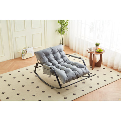 Chaise berçante avec fauteuil coulissant inclinable rembourré en cuir technique très large, fauteuil d'appoint moderne pour la chambre de la chambre de bébé - blanc