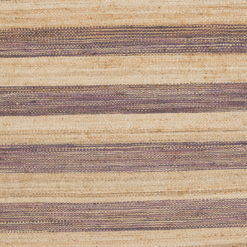 Tapis rayé fait à la main en jute / sisal aubergine / blé Davian, Rectangle 8 pi x 11 pi