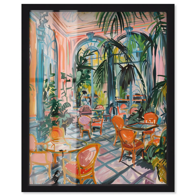 Décoration murale colorée à motif de cabaret à carreaux par Art Remedy, cadre noir, 21 x 31, H 31 po x l 21 po