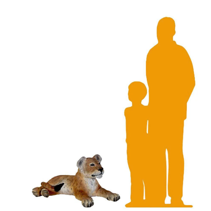 Laying Lion Cub Life Size Statue