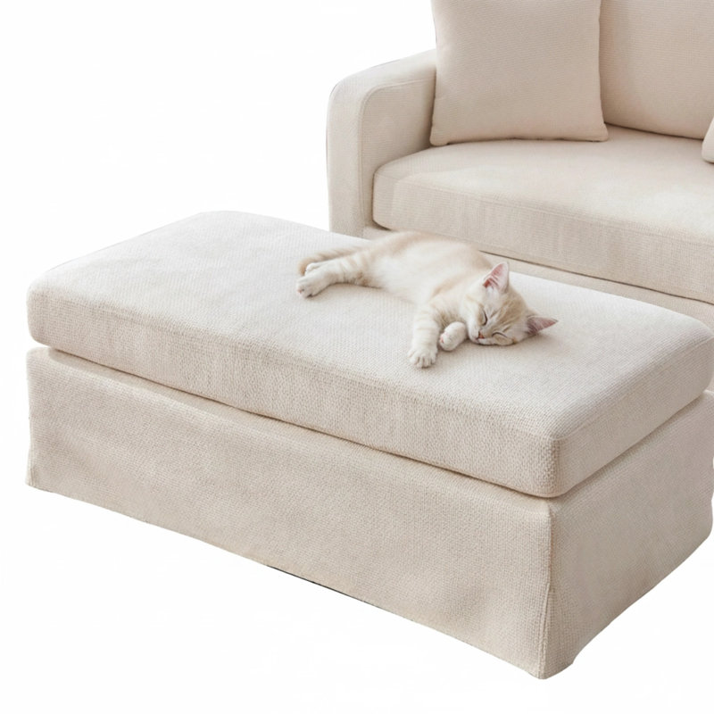 Repose-pieds rembourré Cusion, Beige