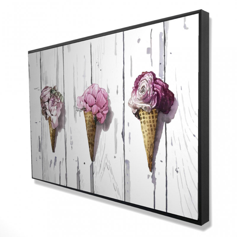 Peony Cones - Toile encadrée romantique rose pour la décoration intérieure