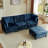 99.41" Chenille High Armrest L Shaped Sofa with Ottoman-1479544448