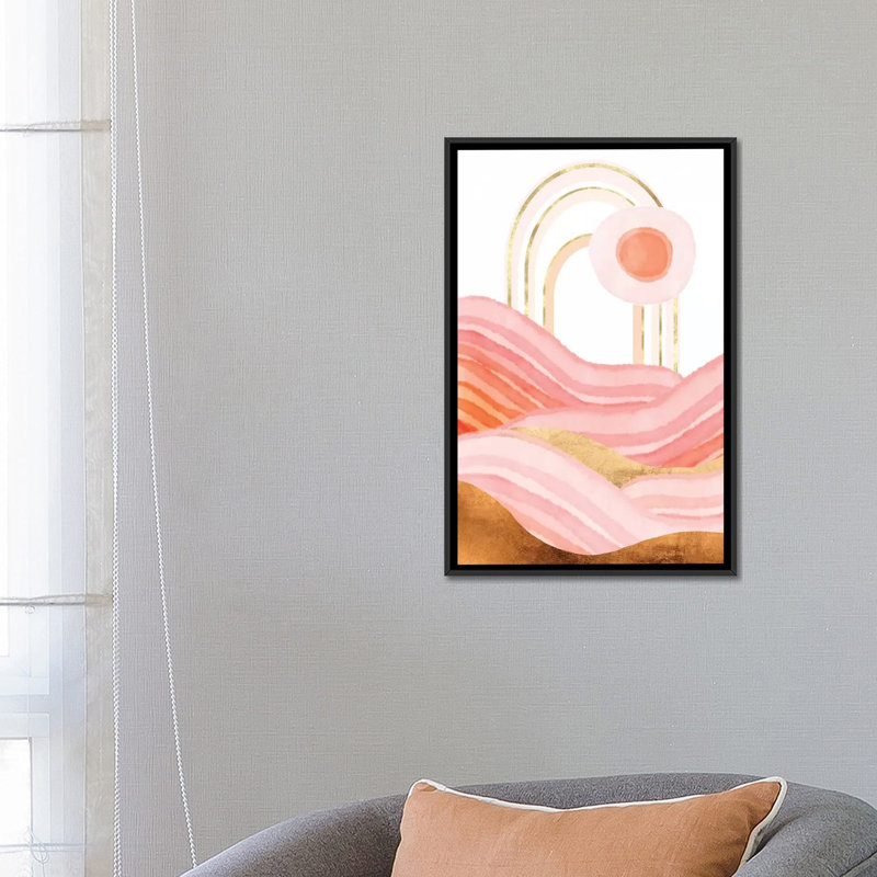 «Late Summer Sunset», reproduction d'impression, H 26 po x l 18 po x 1,5 po, Pas de tapis, Toile avec cadre noir