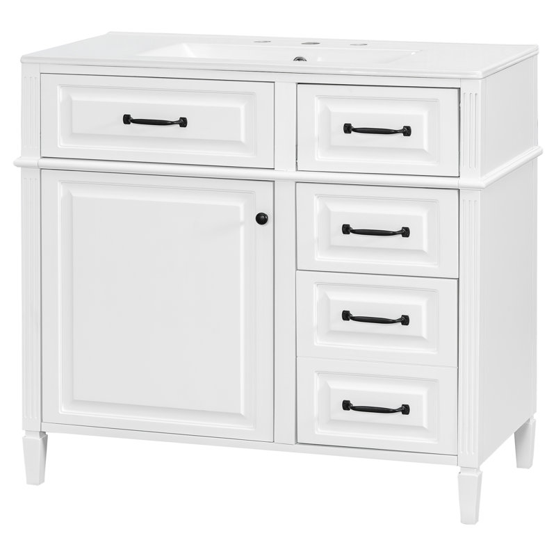 Meuble-lavabo 36 po avec comptoir en céramique, Blanc