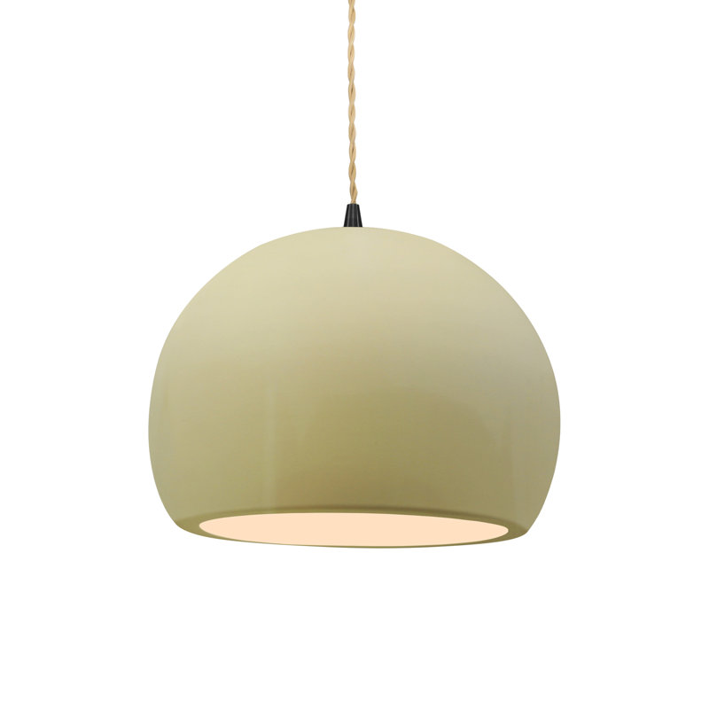 Luminaire suspendu à 1 lumière Aschwin, H 7,75 po x l 10 po x P 10 po, Vanille lustrée, Laiton antique
