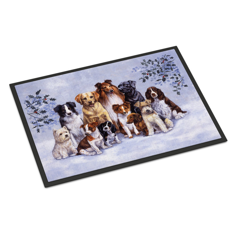 Tapis de porte antidérapant Winter Dogs, Rectangle 2 pi x 3 pi