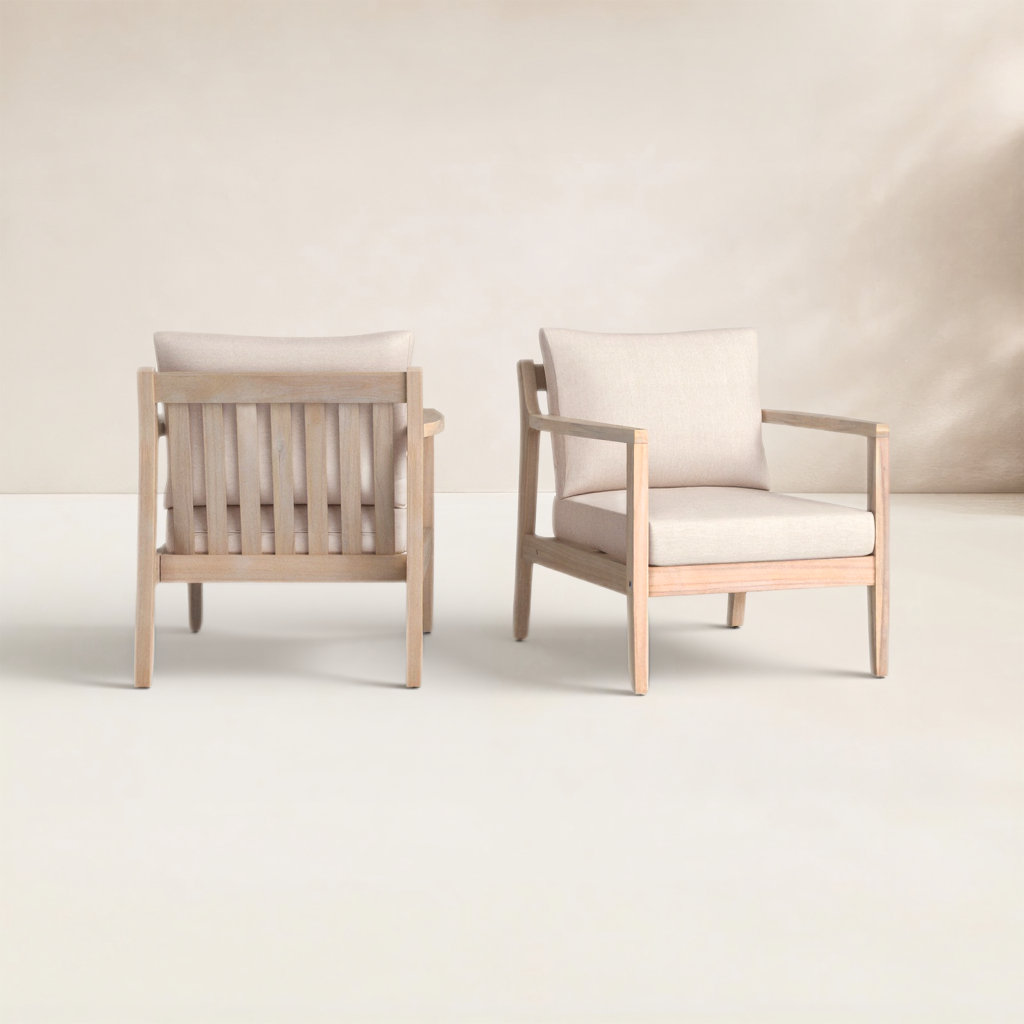 Amina Acacia Outdoor Lounge Chair, Beige Performance