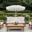 Parasol de plage solide d'extérieur rond 6,5 pi avec frange Mariner, inclinaison à bouton-poussoir, UV 50, pavillon blanc, mât blanc-1247867109-1247867131