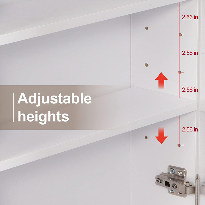 Reesha 1.31mm W 1.97mm H Wall Mounted Required Framed Medicine Cabinet Mirror 3 Adjustable, 60cm H x 40cm W x 15cm D