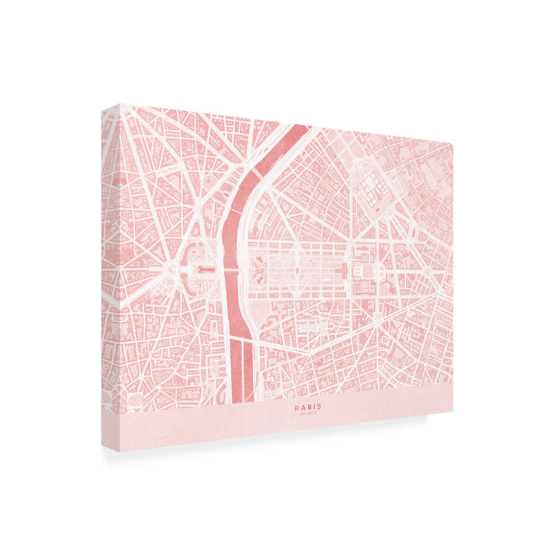 Art urbain sur toile, carte de Paris II, L 19 po x H 14 po