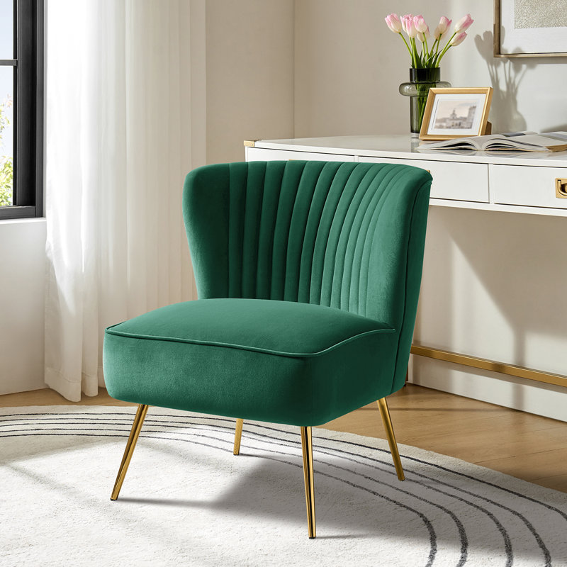 Euclid Velvet Accent Chair with Metal Legs, Green Velvet