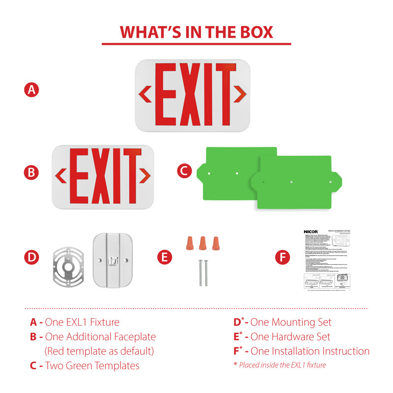 NICOR Lighting Thermoplastic LED Double Sided Exit Sign