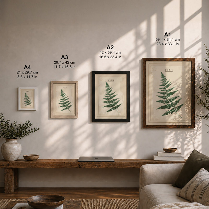 Fern Frond Botanical - Framed Print, Oak, A4 - 29.7 x 21.0 cm