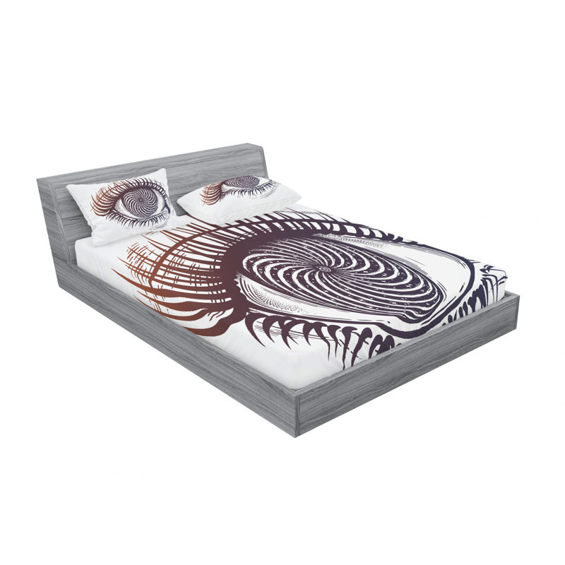 Microfiber Patterned Fitted Sheet, Full/Double Fitted Sheet with 2 Pillowcases