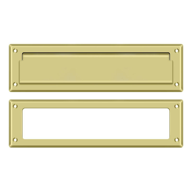 Brass Mail Slot, Polished Brass, 3.625" H x 13.125" W x 0.5625" D