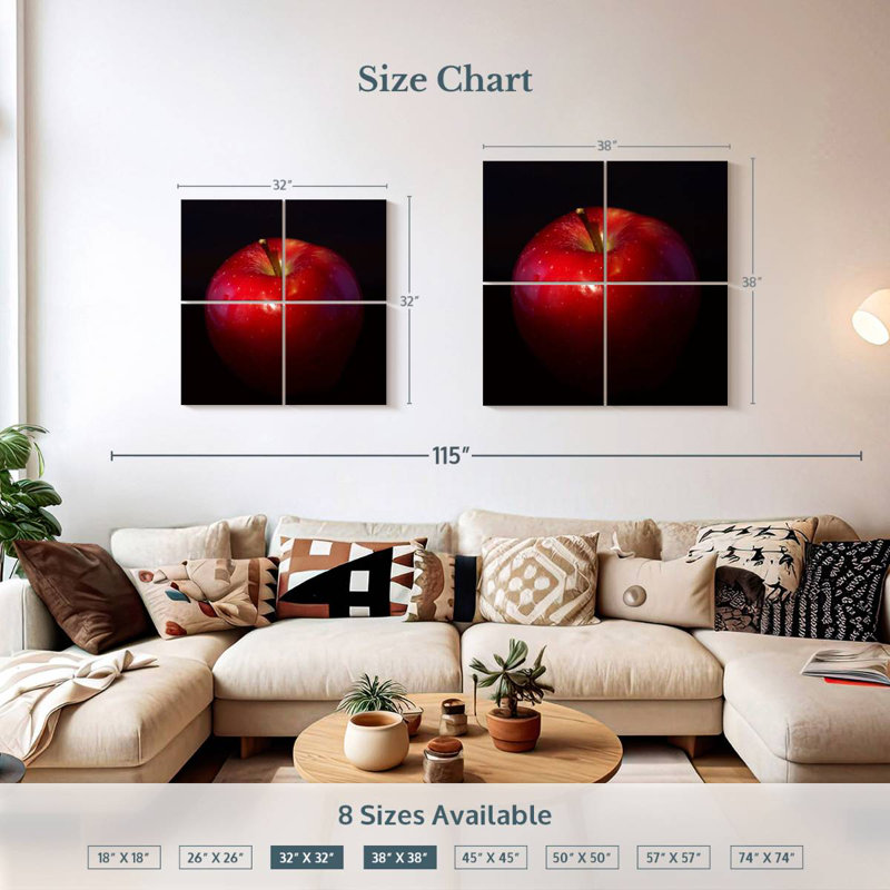Yarlin Shiny Red Apple, 32" H x 32" W